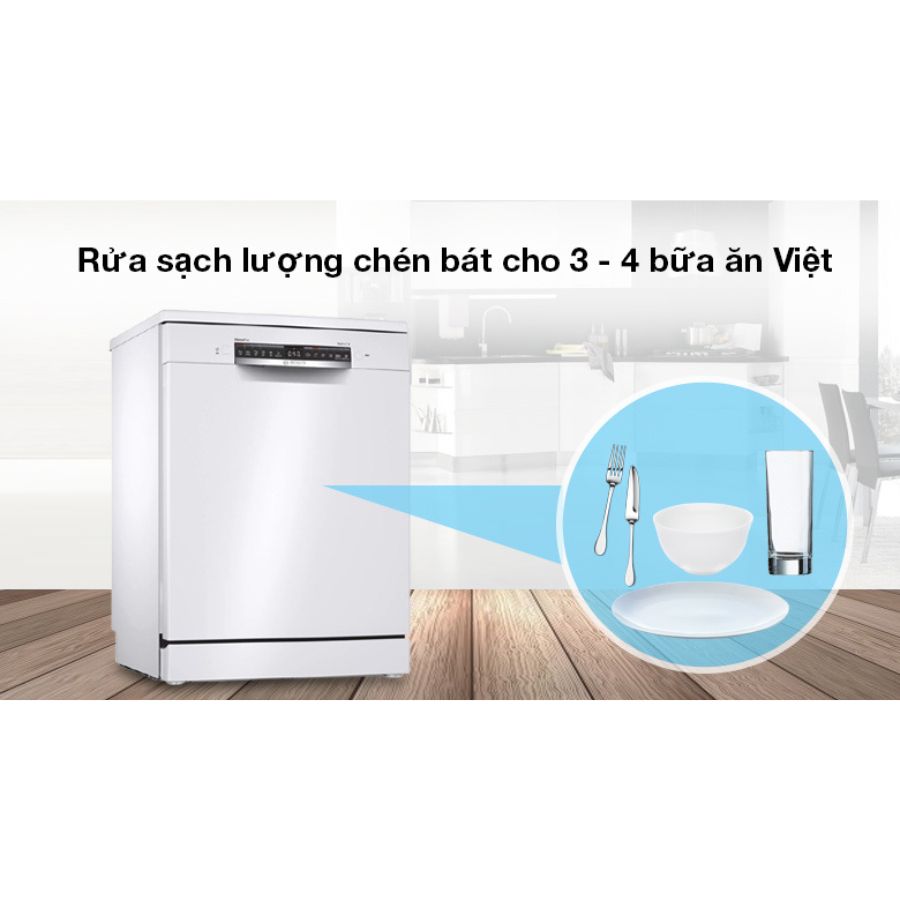 Máy rửa chén bát độc lập BOSCH SMS4HAW48E Serie 4, 12 bộ, 6 chương trình rửa, sấy tăng cường tiết kiệm điện - Hàng chính hãng.