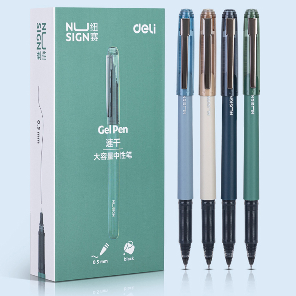 Nusign 0.5mm Neutral Pens Black Ink Smoothly Writing Gel Pen Student Exam Pen With Anti-fall Clip Business Signature Pens Stationery Supplies 12Pcs/Set Writing Pen For Home Office School