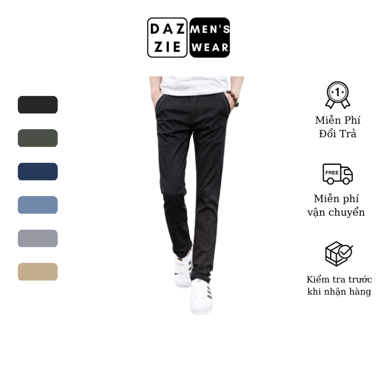 Quần Khaki Nam Dài DazzieMenwears chất Kaki mềm mịn, đa dạng màu dễ phối đồ, phù hợp mặc đi chơi, đi làm