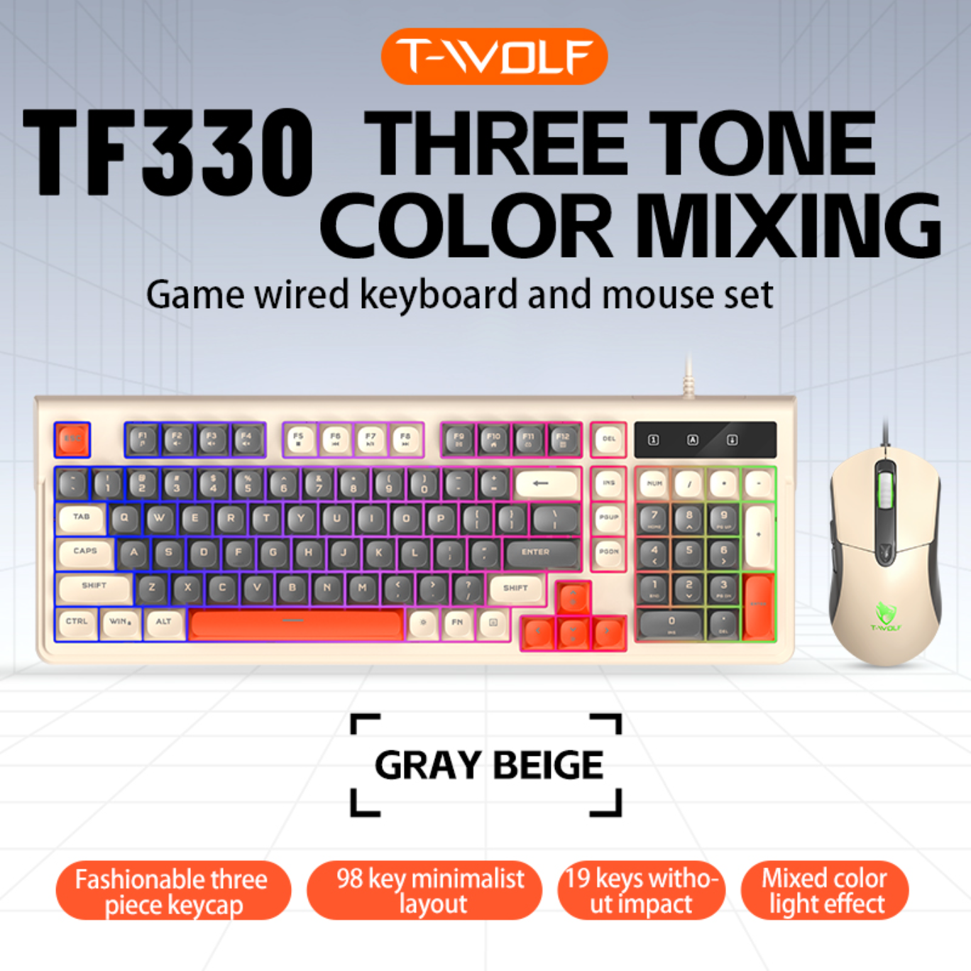 Combo Phím Chuột Có Dây T-WOLF TF330 – Hàng Chính Hãng