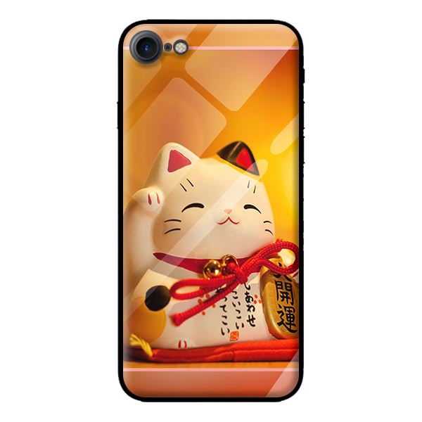 Ốp kính cường lực cho iPhone 7 mẫu mèo may mắn 1 - Hàng chính hãng