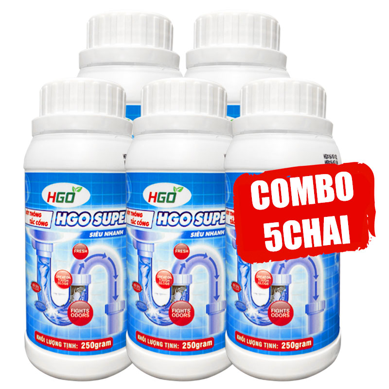 [COMBO 5] Bột thông cống cực mạnh HGO SUPER siêu nhanh, siêu mạnh, siêu an toàn 250gram