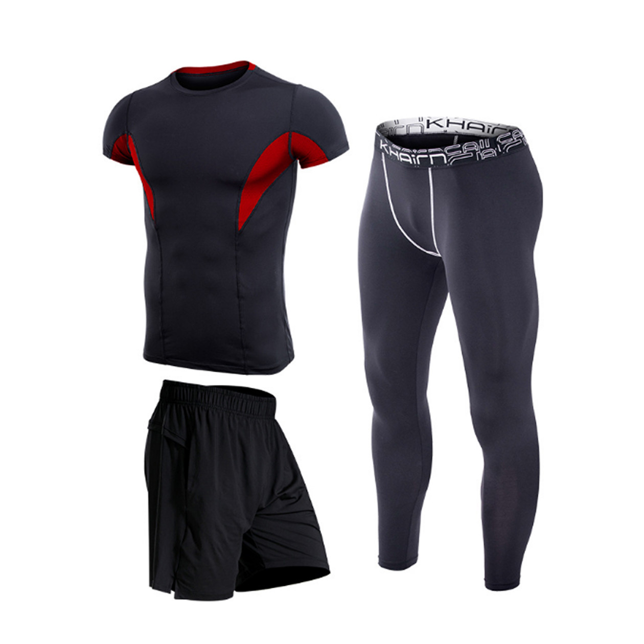 Bộ 3 đồ tập gym nam, đồ tập gym nam 3 món HÀNG CAO CẤP xuất khẩu DN01 - Đỏ - 3XL