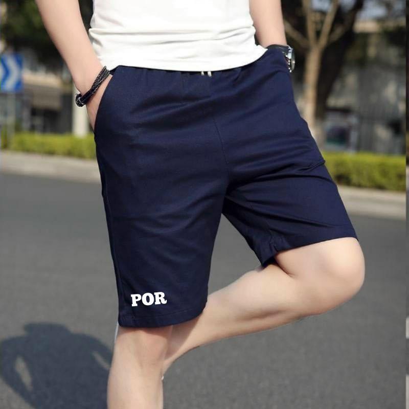Quần short nam màu xanh vải poly cao cấp dáng Hàn thể thao dạo phố đến 80kg
