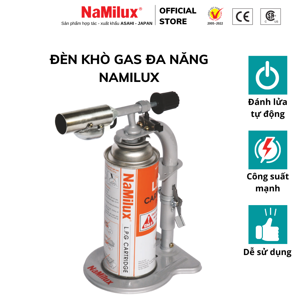 Đèn Khò Gas Đa Năng NaMilux │Có Hệ Thống Đánh Lửa Tự Động│Công Suất 3.0 Kw│Hàng Chính Hãng