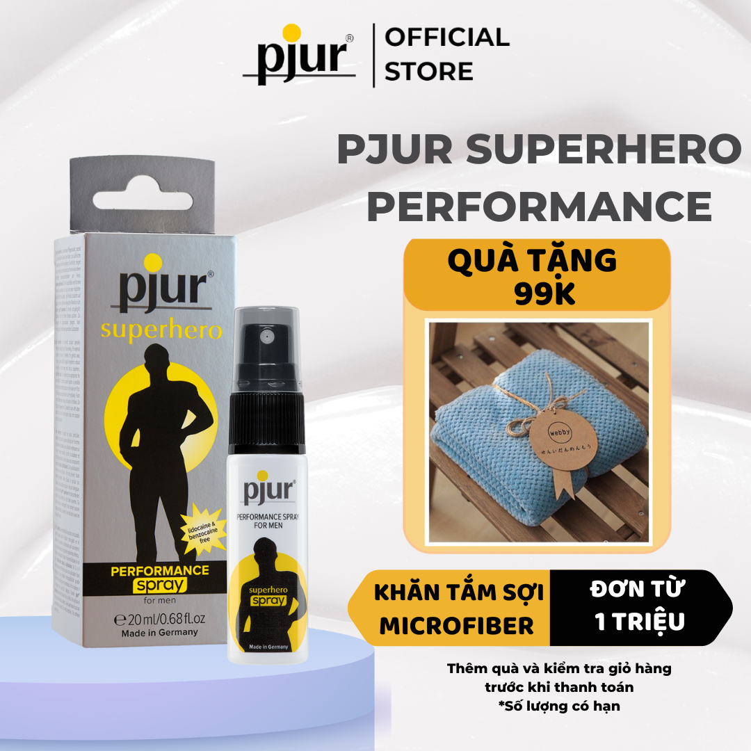 [DATE 7/2025] Xịt trì hoãn, kéo dài thời gian ontop sớm cho nam giới Pjur superhero Performance Chai 20ml lành tính an toàn