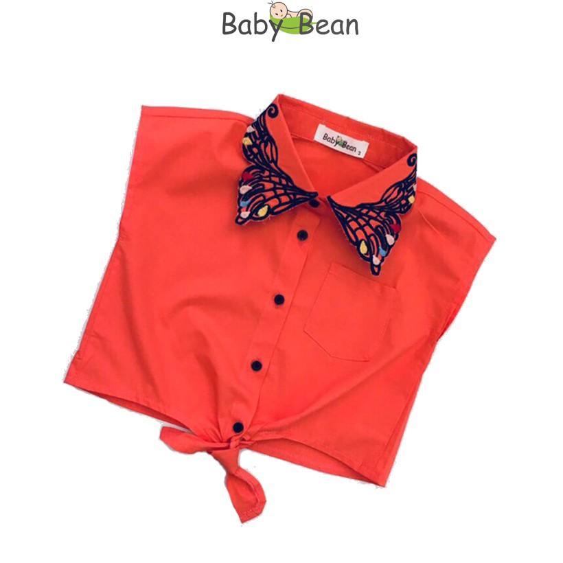 Áo Sơ Mi Croptop Cổ Thêu Cánh Bướm bé gái BabyBean