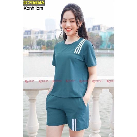 Bộ thể thao cotton nữ 3 sọc CARDINA cao cấp. Mã 2CF06