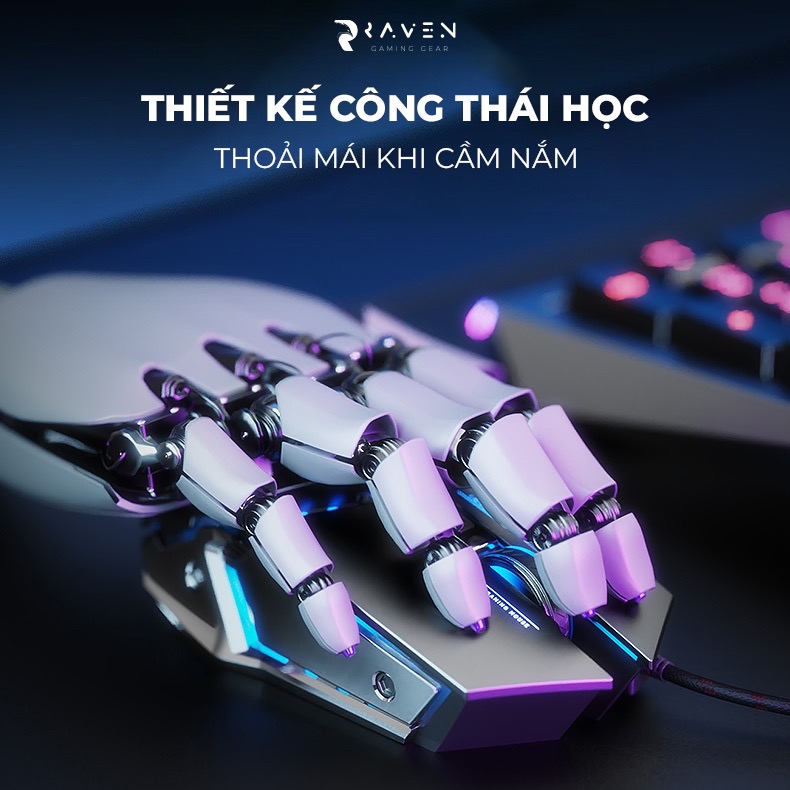 ￼Chuột gaming có dây TEKKIN INPHIC PW2 chuột chơi game máy tính LED 12 màu, khung kim loại, 4000DPI cá tính - hàng nhập khẩu