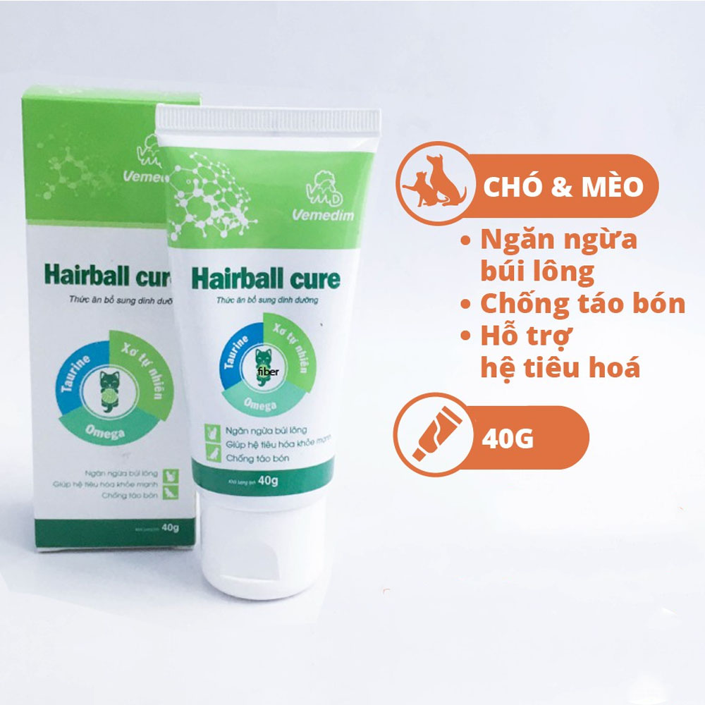 Gel Tiêu Búi Lông Trong Dạ Dày Và Đường Ruột Hạn Chế Táo Bón Nôn Mửa Cho Chó Mèo Vemedim Hairball cure 40g