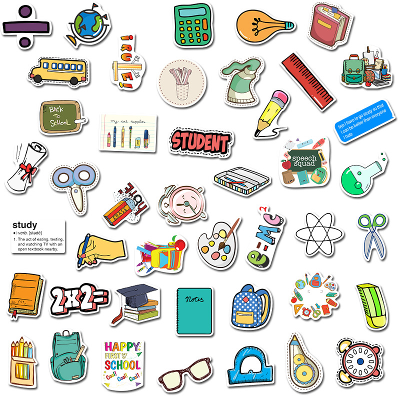 Sticker 50 miếng hình dán School Stub