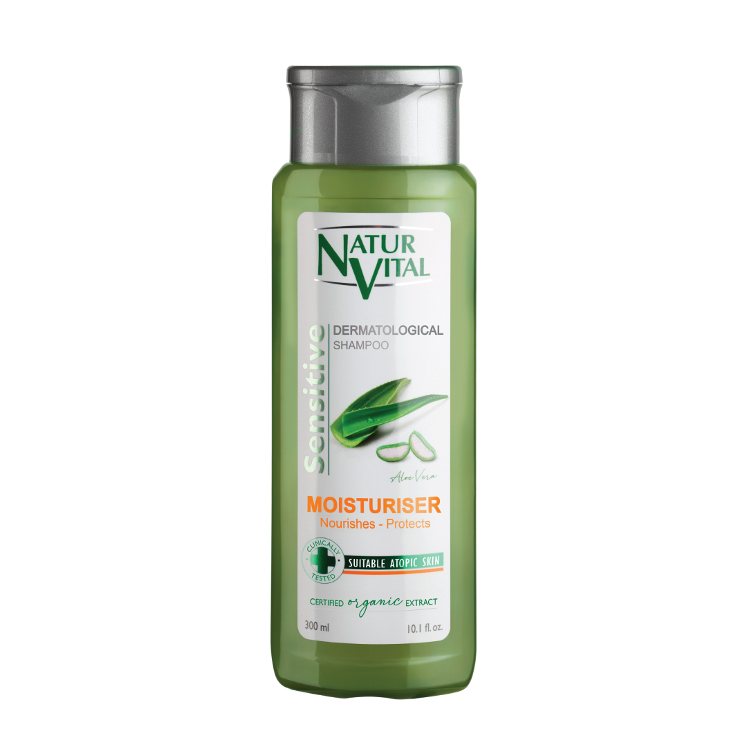 Dầu gội NaturVital Sensitive Moisturising Shampoo Chiết Xuất Nha Đam Giúp Hỗ Trợ Giảm Rụng, Dưỡng Ẩm & Nuôi Dưỡng Tóc Khô, Ngăn ngừa Tình Trạng Khô Da Đầu