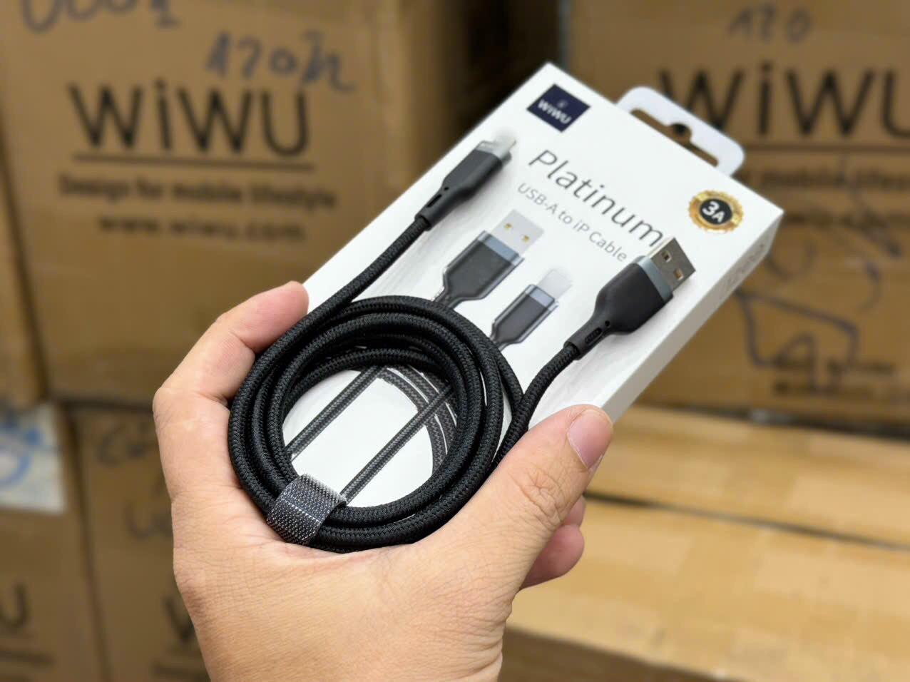 Cáp Dữ Liệu WiWu Platinum Cable Wi-C019 USB-C to Iphone thân bện nylon , chống cong, chống vướng víu - Hàng Chính Hãng