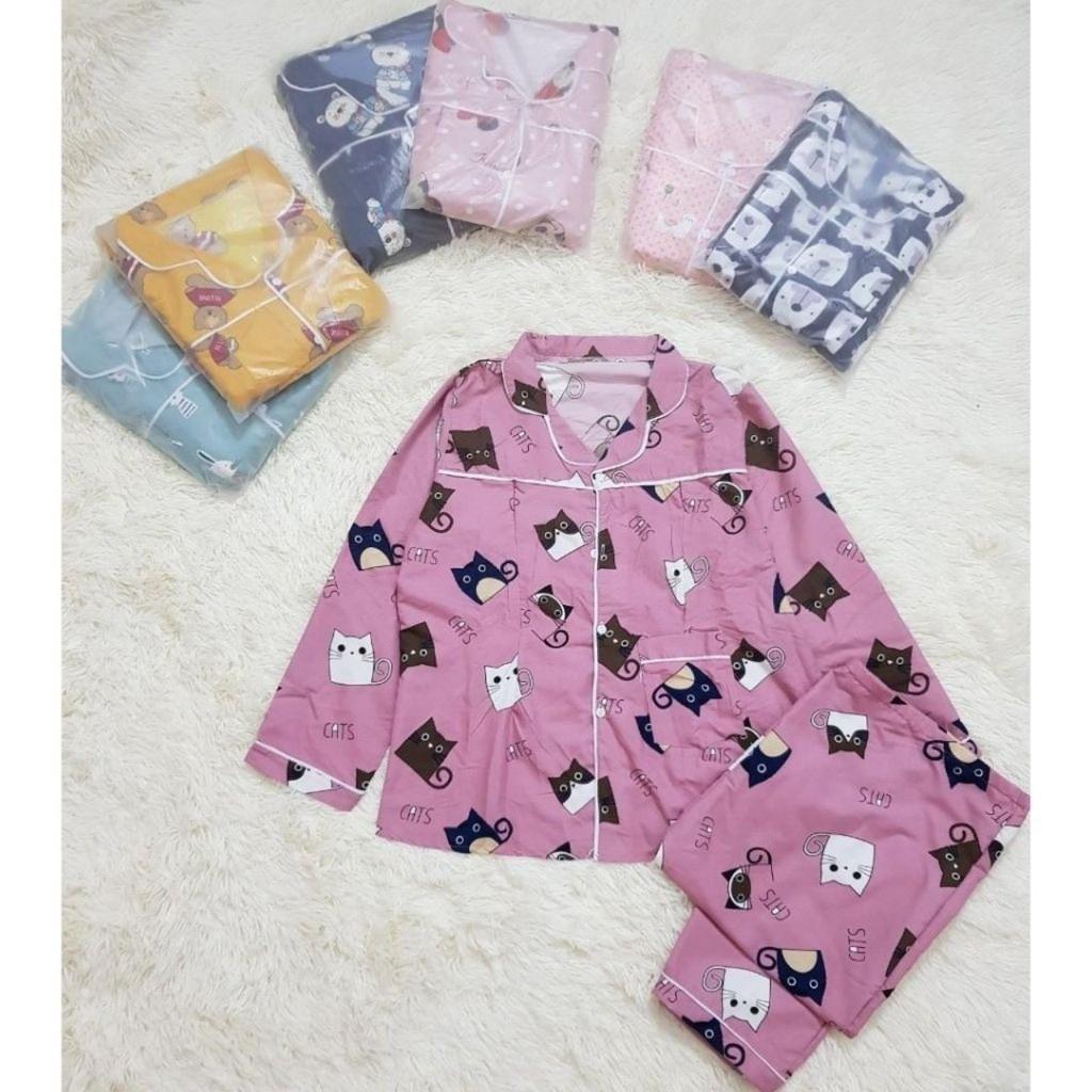 Đồ bộ bầu Pijama mặc bầu và sau sinh Dài Tay chất kate thái BPJM930