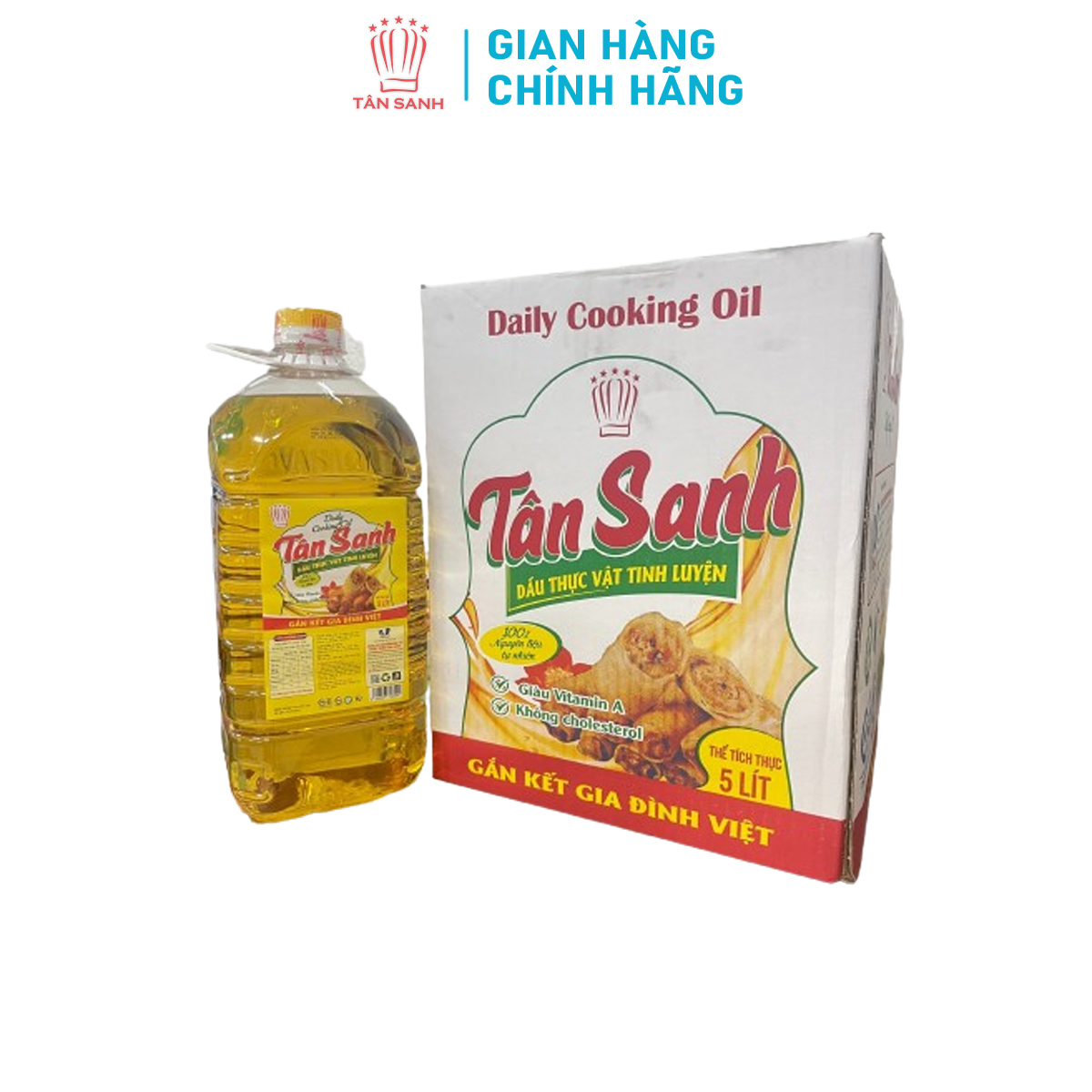 [TẶNG 2 CHAI DMR 120ML] 1 thùng 4 Chai Dầu ăn Tân Sanh Chiên Giòn Thượng Hạng Chai 5 Lít