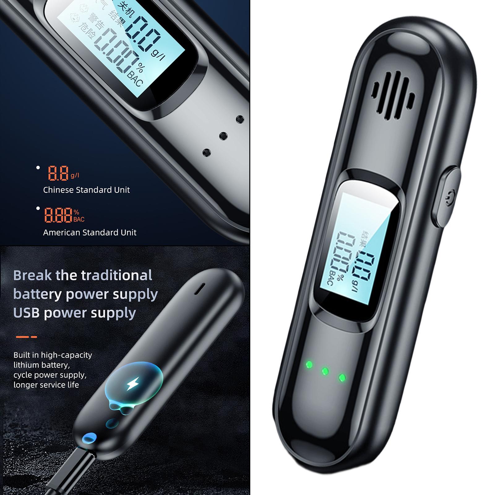 Digital Alcohol Breathalyser USB Charging Breath Alcohol Tester LCD Screen