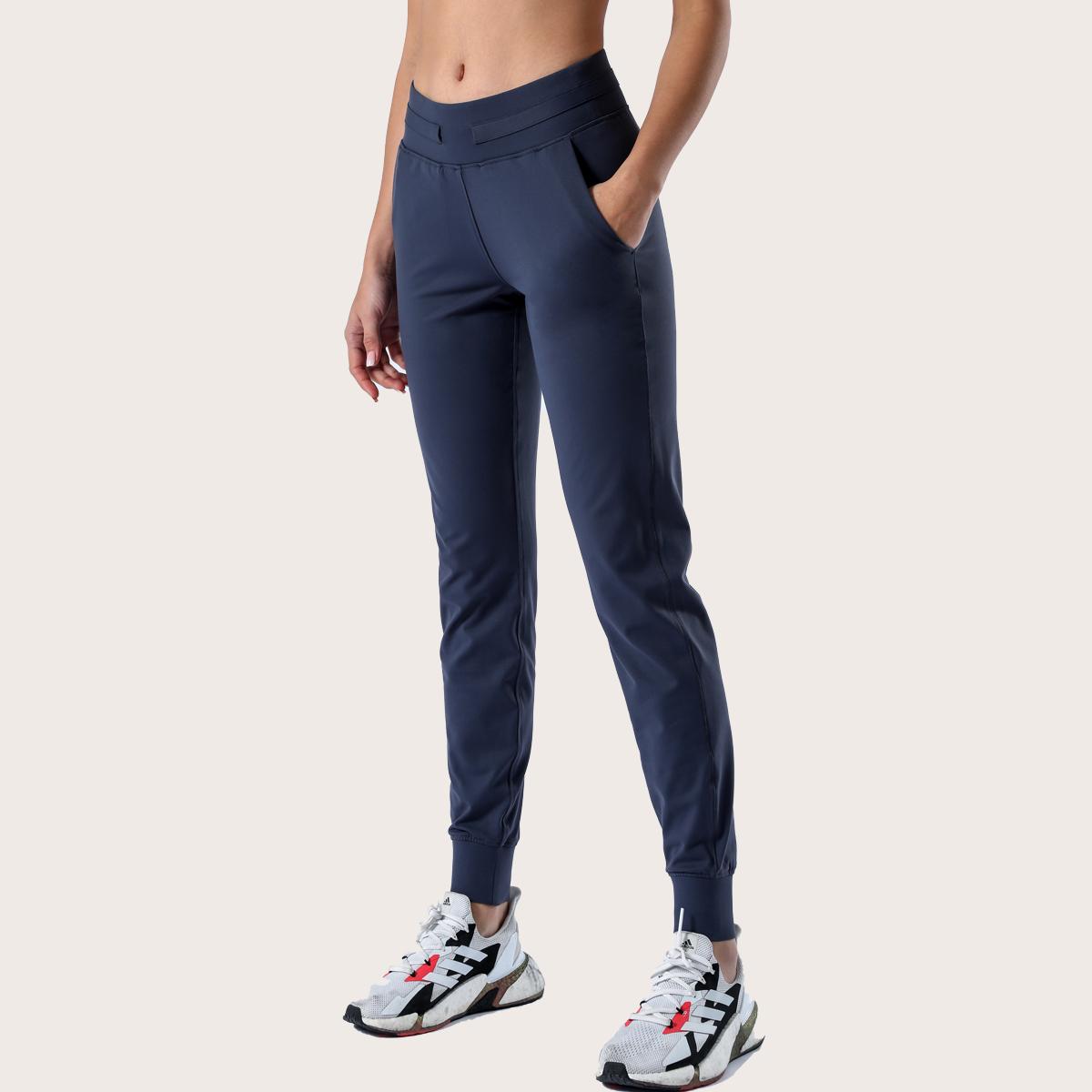 Lulu thể thao quần bình thường nữ yoga quần legging tập luyện chạy bộ với túi chạy thể thao và tập thể dục Color: midnight blue Size: M