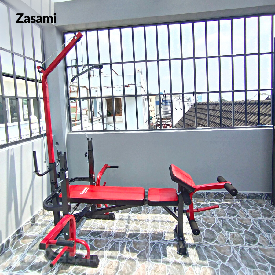 Giàn Tạ Đa Năng Zasami SGT-8210 Plus - kèm 50kg tạ gang, 1 đòn 1m5, và 1 đôi găng tay