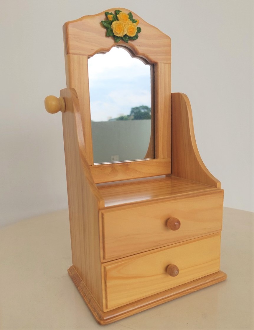 Hộp Nữ Trang Gỗ Có Gương 2 Hộc 18x12x30 cm Trang Nhã - Hàng VN Xuất Khẩu