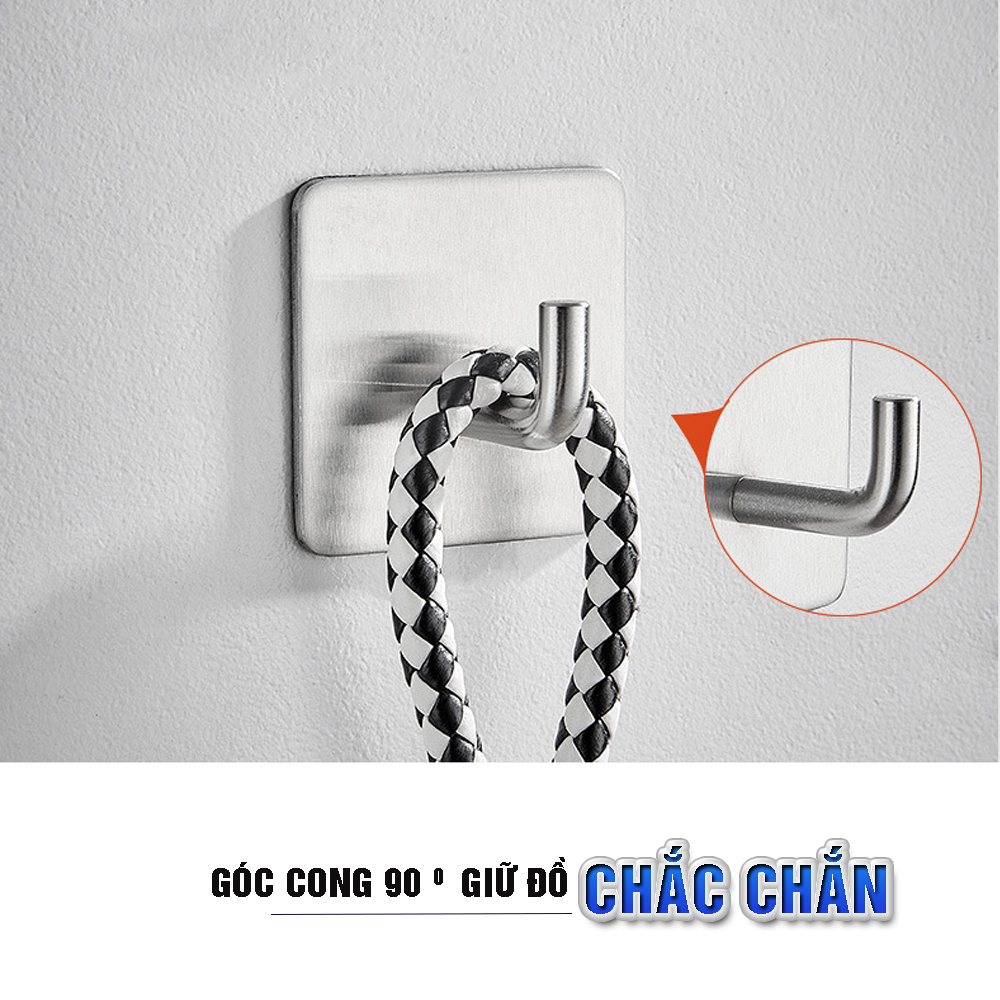 Combo 4 móc treo loại A, Inox 304, SUS304 dùng miếng dính dán tường không cần khoan, xắp xếp treo đồ đạc gọn gàng, tiết kiệm không gian, đồ dùng gia đình, Dan House 311-A4