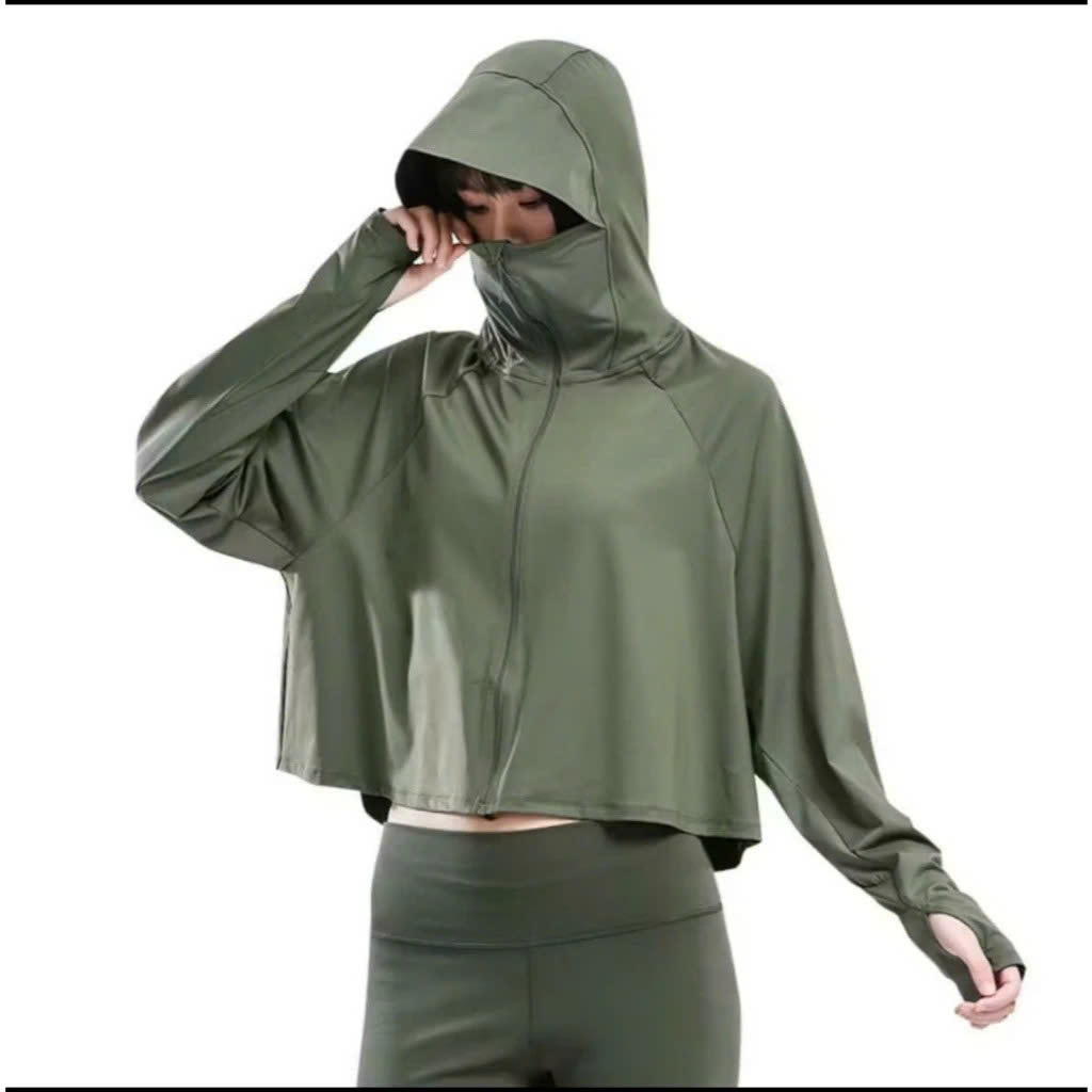 Màu GHI Size L (38-59kg)  Áo Khoác Chống Nắng Nữ vải dày dặn chống tia UV UPF 50+ Thun nữ Lạnh Cánh Dơi Siêu mềm mịn và mát