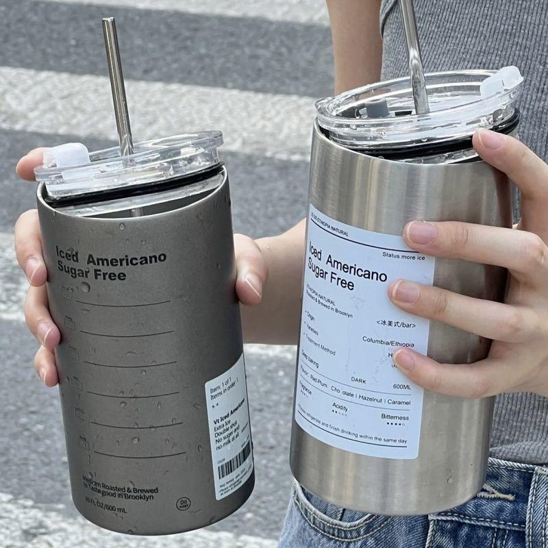 Cốc giữ nhiệt, ly giữ nhiệt INOX 600ml có ống hút AMERICANO