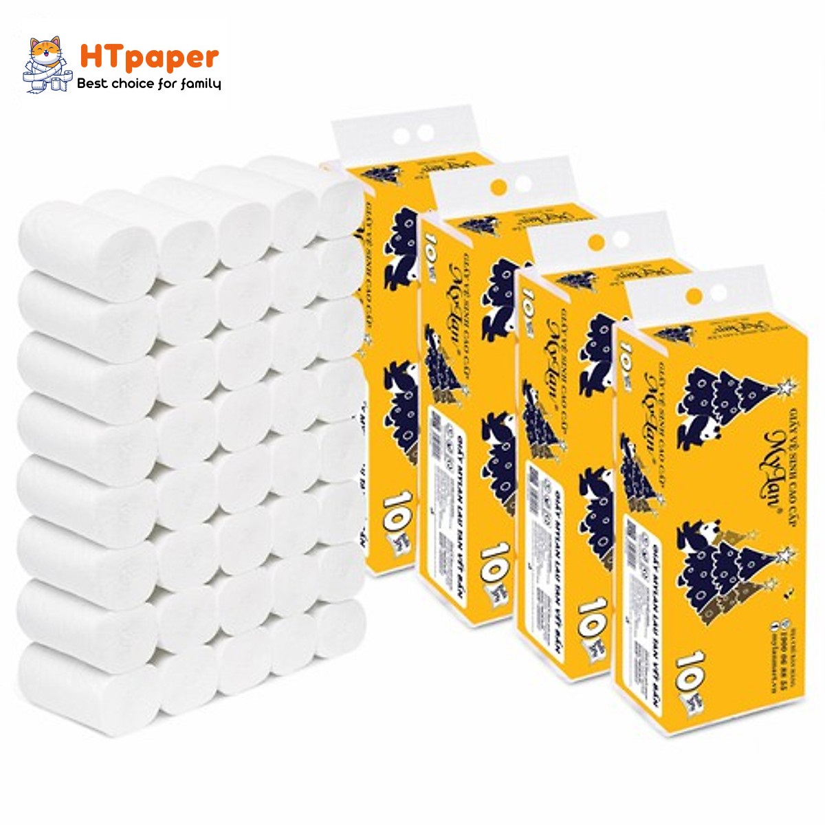 Giấy Vệ Sinh MyLan Gấu Thông 10 Cuộn 4 Lớp Siêu Dai và Mềm - HTPaper