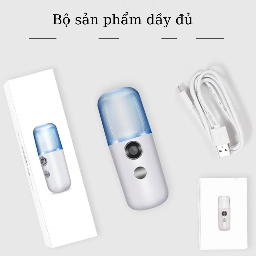 Máy phun sương xông da mặt mini nano tích điện dung tích 30ml TiLoKi W718B - Hàng Chính Hãng