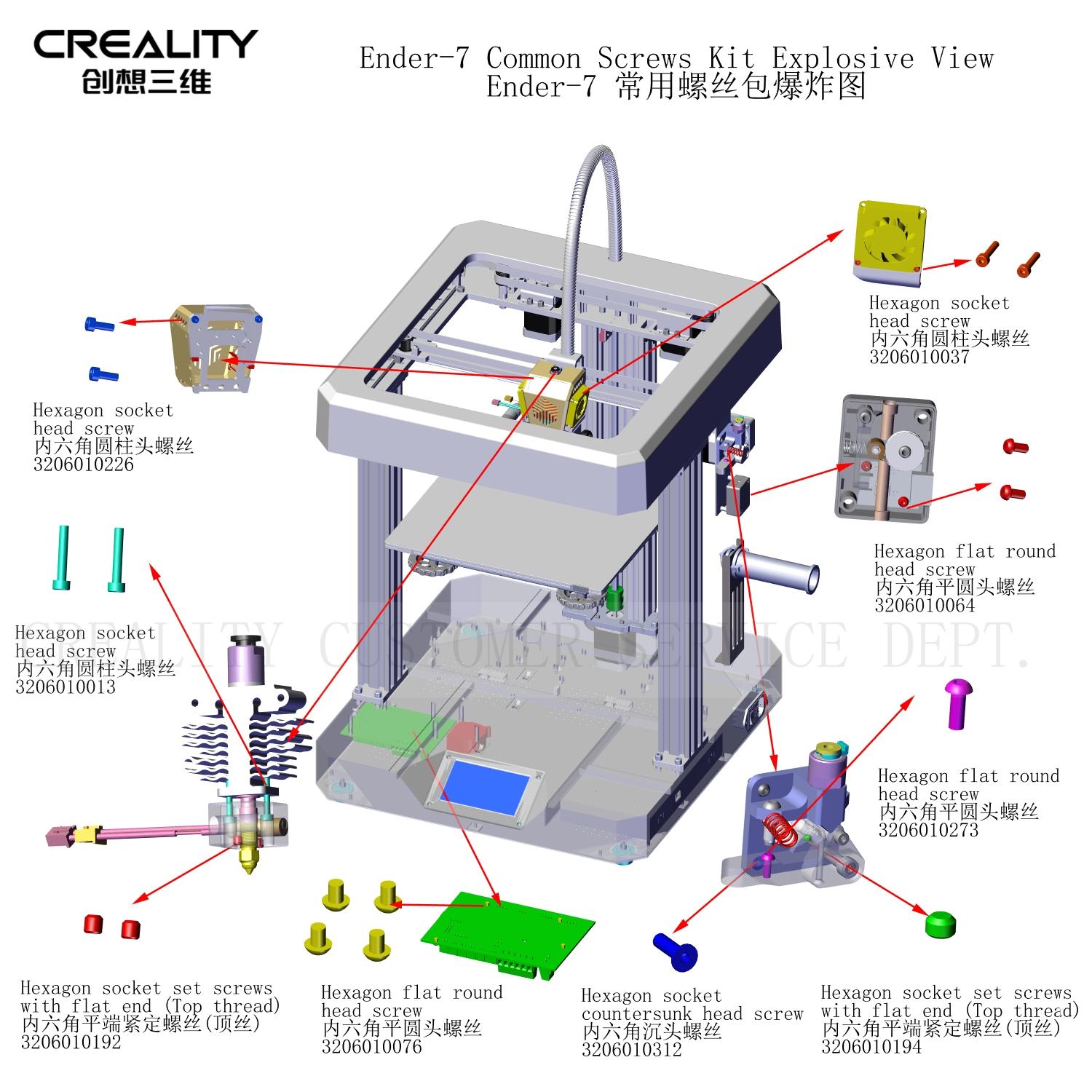 Ender-7 Bộ dụng cụ vít thông thường Bộ phận 3D Máy in 3D cho Ender-7