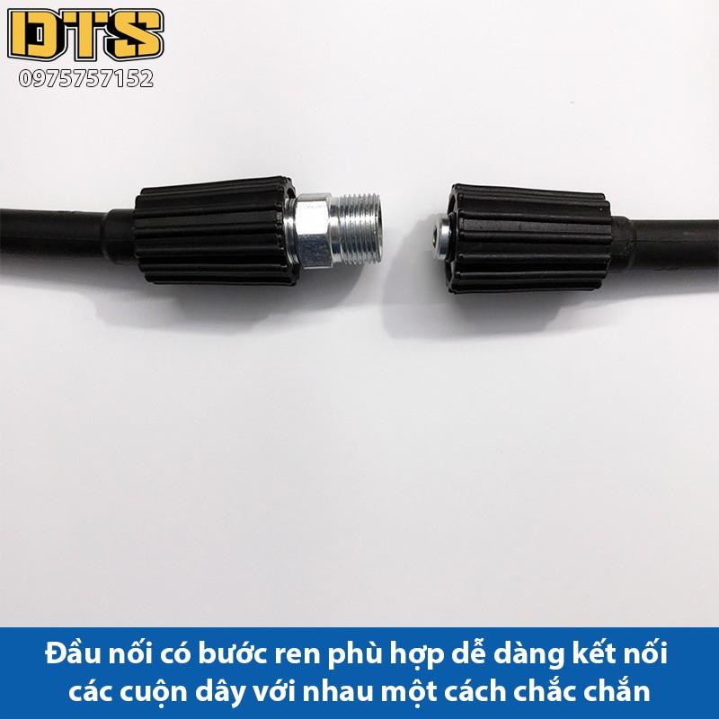 Bộ 15m dây rửa xe nối dài thêm cho máy xịt rửa áp lực - Đầu nối thép