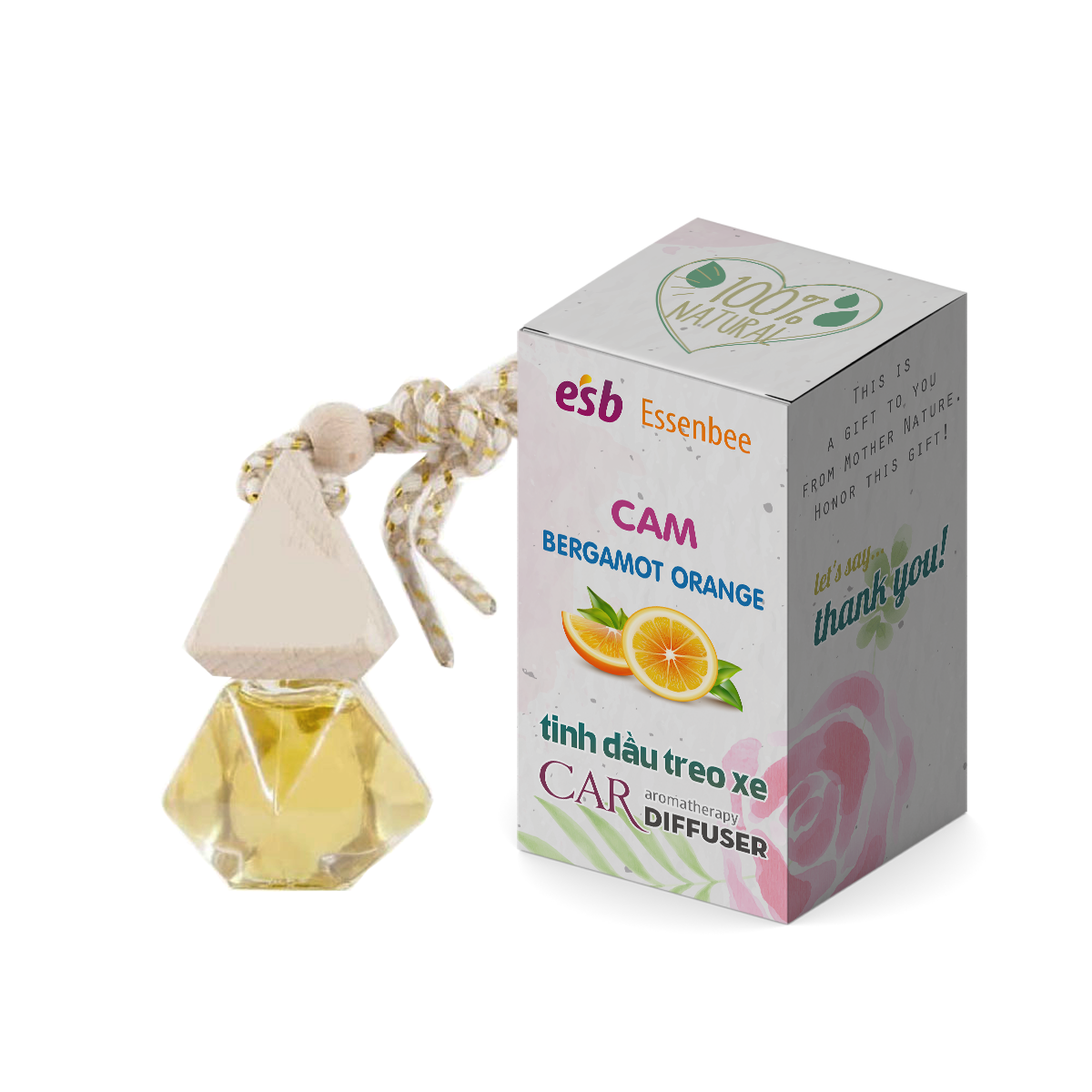 Tinh dầu Cam treo xe, treo tủ quần áo - Essenbee - 10ml