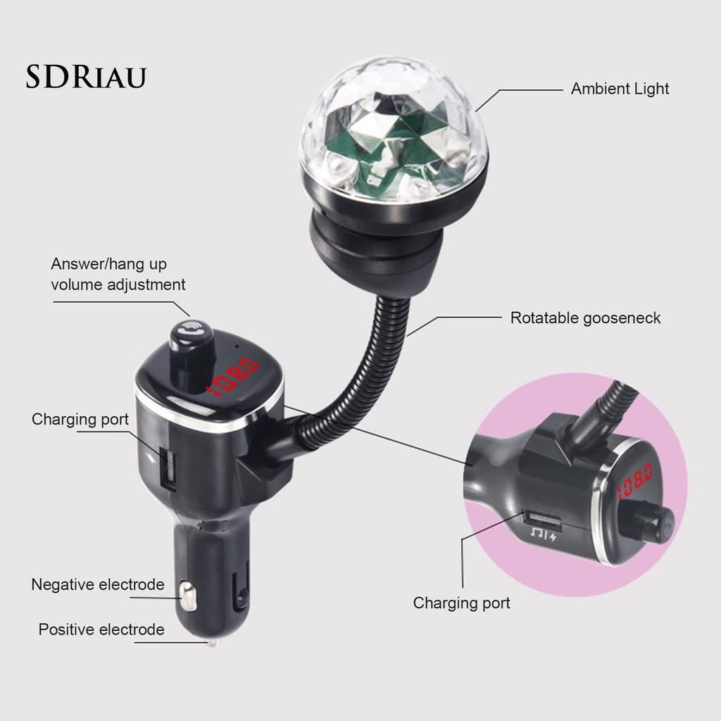 *QCDZ* Car Bluetooth Player 3 USB Quick Charge ABS Car Charger with Ambient Light for Auto