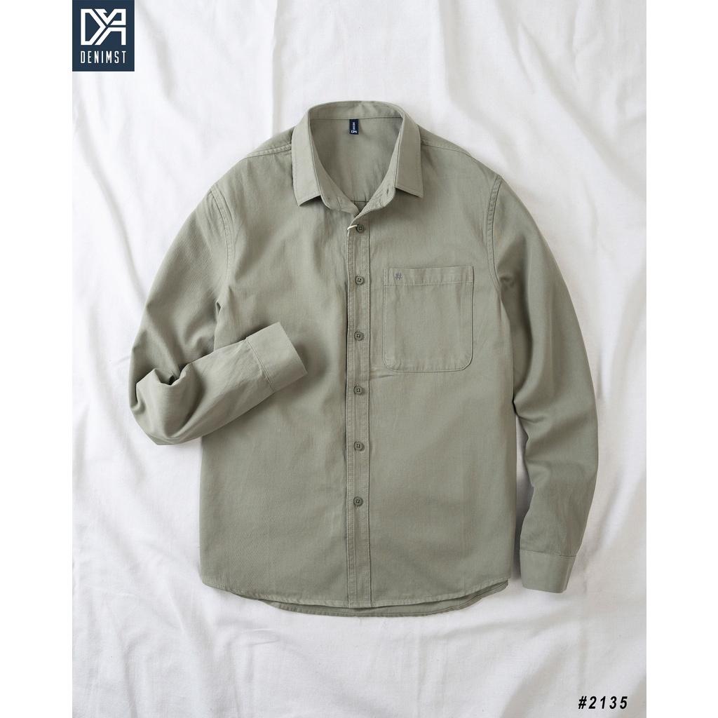 Áo sơ mi nam cotton kaki cao cấp Hashtag DENIMST, Áo sơ mi dài tay form suông 2135
