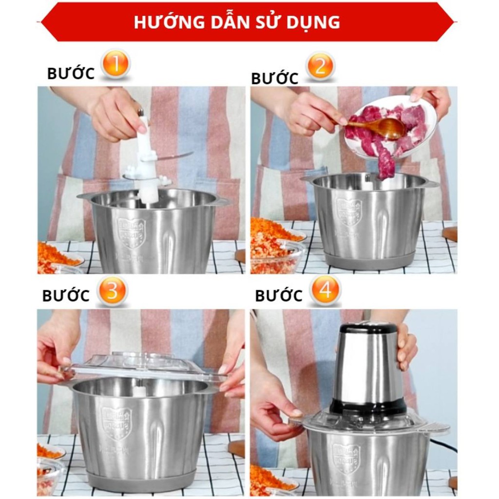 MÁY XAY THỊT ĐA NĂNG - XAY GIÒ - XAY THỰC PHẨM NẤU ĂN - XAY ĐA NĂNG - CỐI INOX CÔNG SUẤT CAO [Tặng kèm quà ngẫu nhiên]