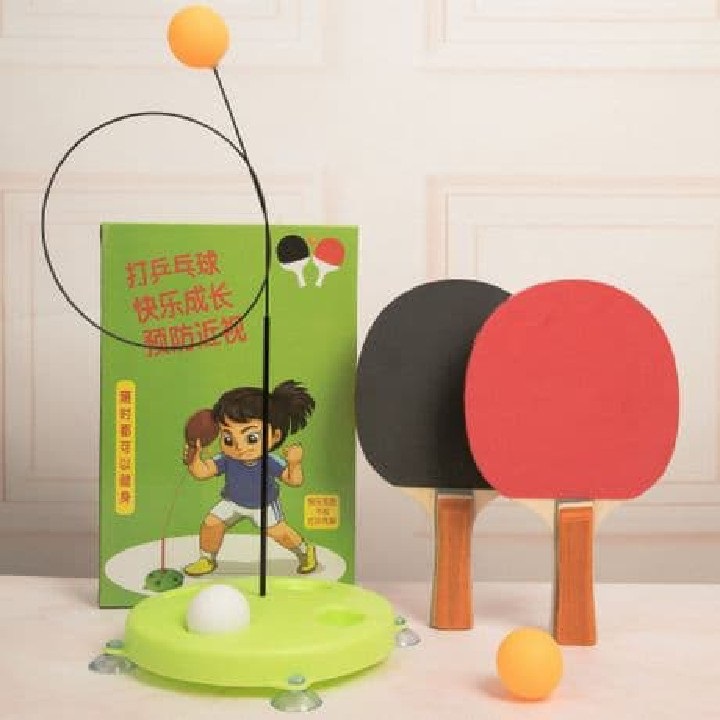 Bộ đồ chơi bóng bàn tự động không cần bàn - đồ chơi vận động tặng kèm dụng cụ ngoáy tai có đèn tiện lợi