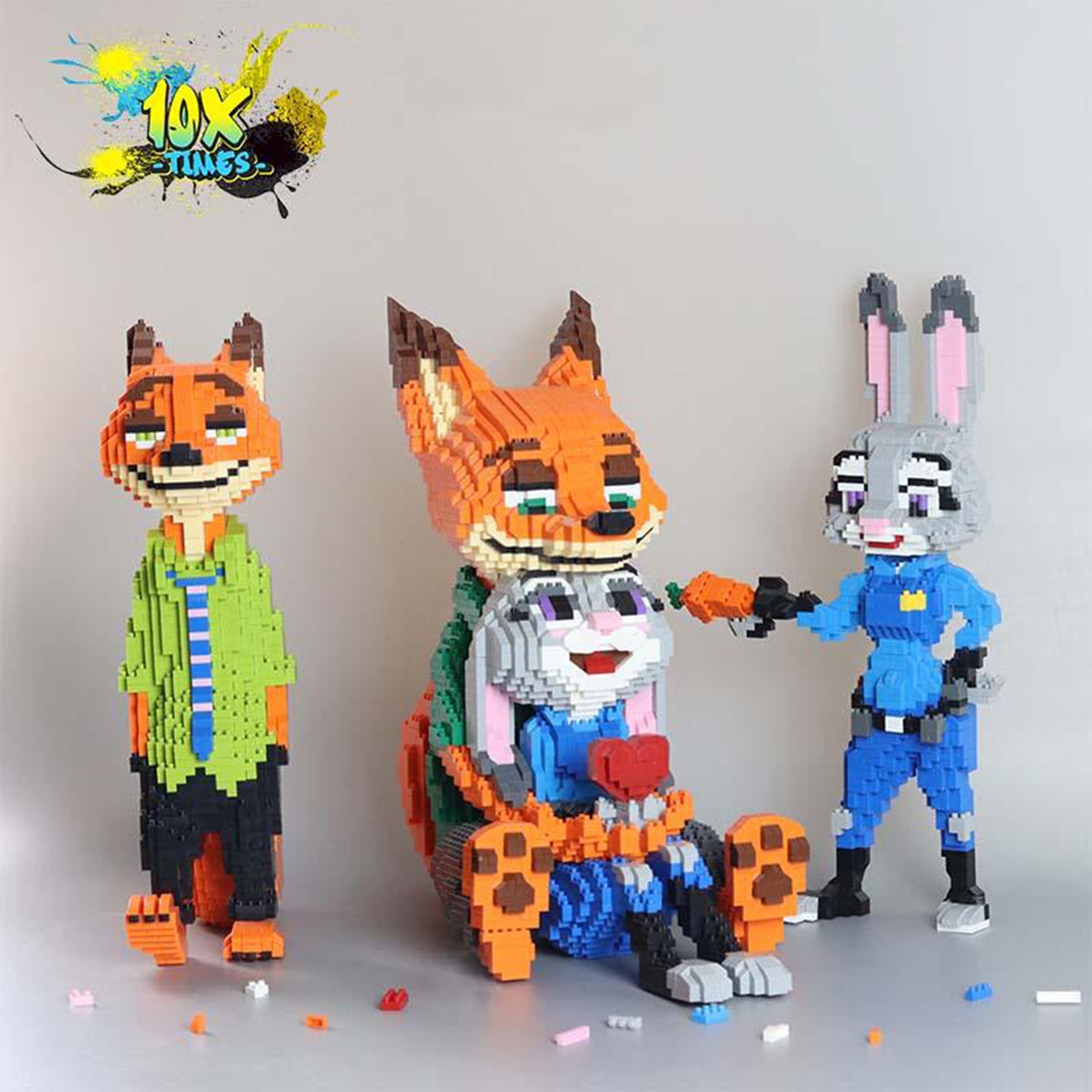 size 42 cm) mô hình lắp ráp 3d thỏ Juddy Hopps và cáo Nick dễ thương - set cáo thỏ 1