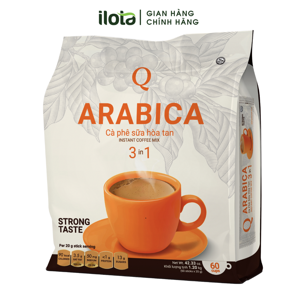 Cà phê Hòa tan 3in1 Arabica cafe sữa uống liền (bịch 60 gói x 20gr) ca phe Trần Quang Việt Nam Coffee