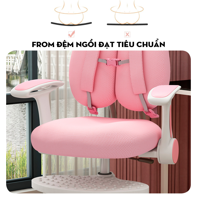 Ghế Học Sinh Thông Minh Có Gác Chân Cao Cấp HS258 Ghế Ngồi Bàn Học Cho Bé Chống Gù Tuỳ Chỉnh Độ Cao - Hàng Chính Hãng