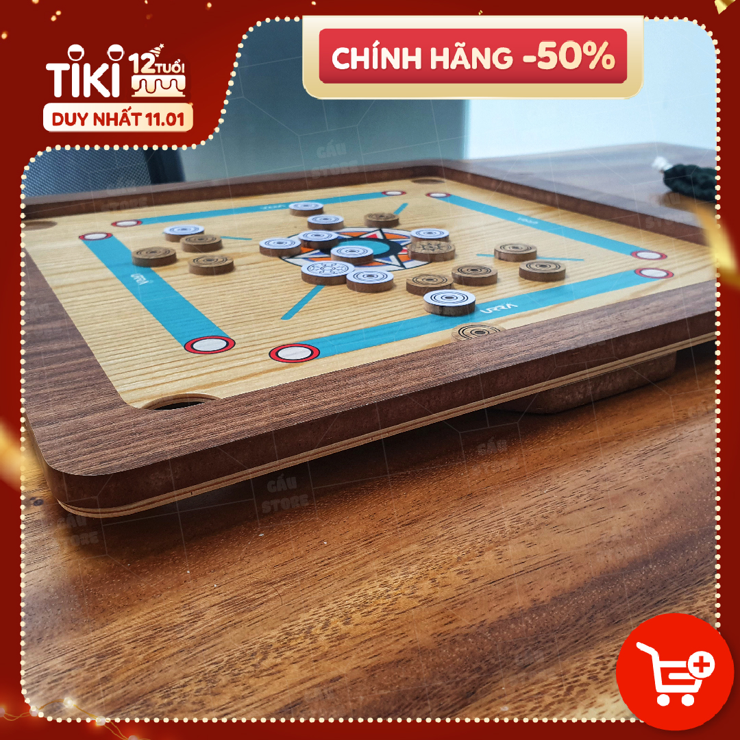 Bộ Cờ Búng Bàn Gỗ Urra Carrom Thiết Kế Độc Đáo Vui Nhộn Chất Liệu An Toàn