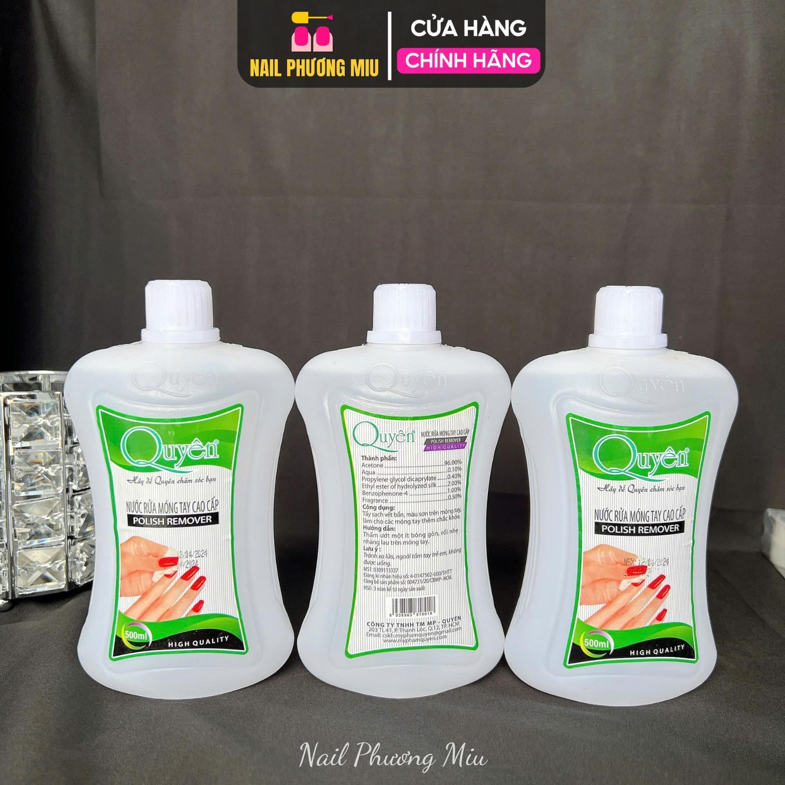Nước Rửa Móng Axeton Quyên 500ml, Dung Dịch Rửa Móng Chuyên Làm Nail Sạch Nhanh, Axetol Mùi Dễ Chịu, Axetol Phá Gel Nail Phương Miu Nữ Women