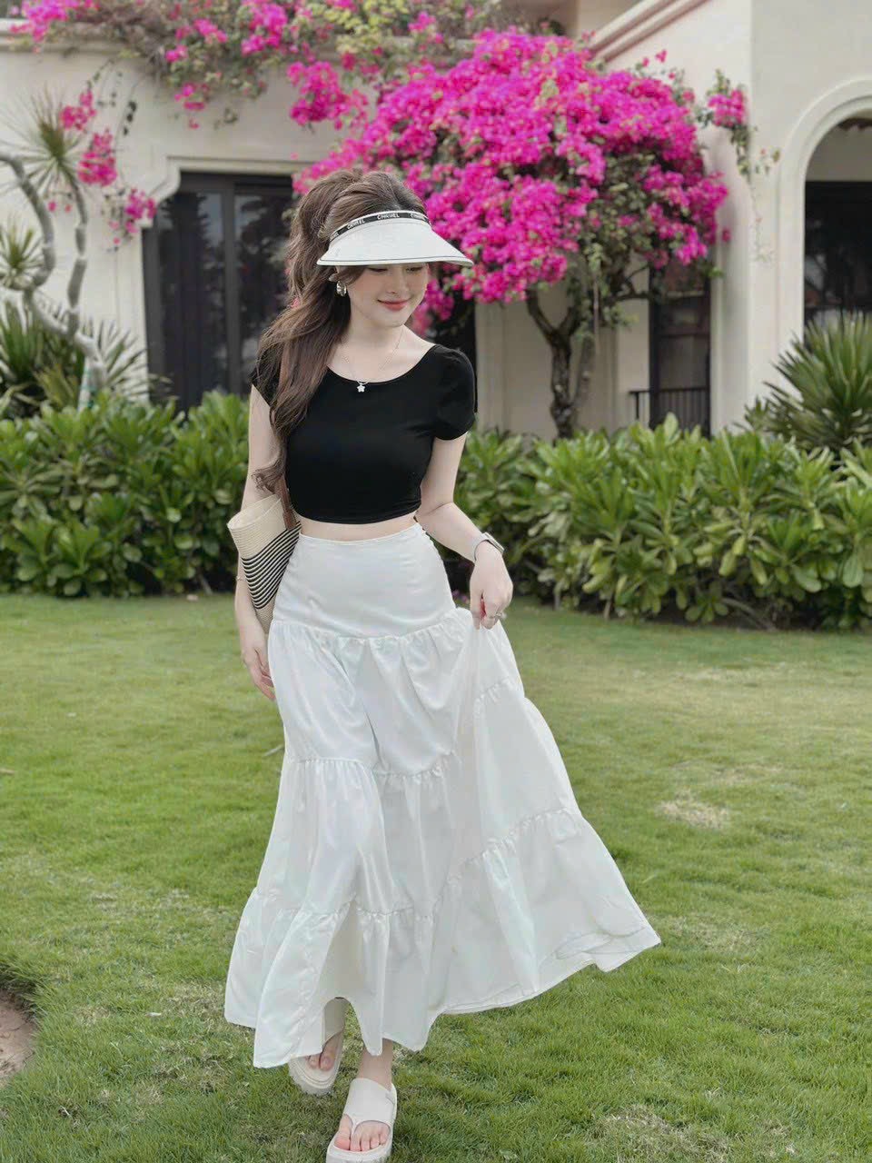 SET ÁO TĂM LẠNH CHÂN VÁY XOÈ TO CHUẨN HÌNH  MÀU Y HÌNH
