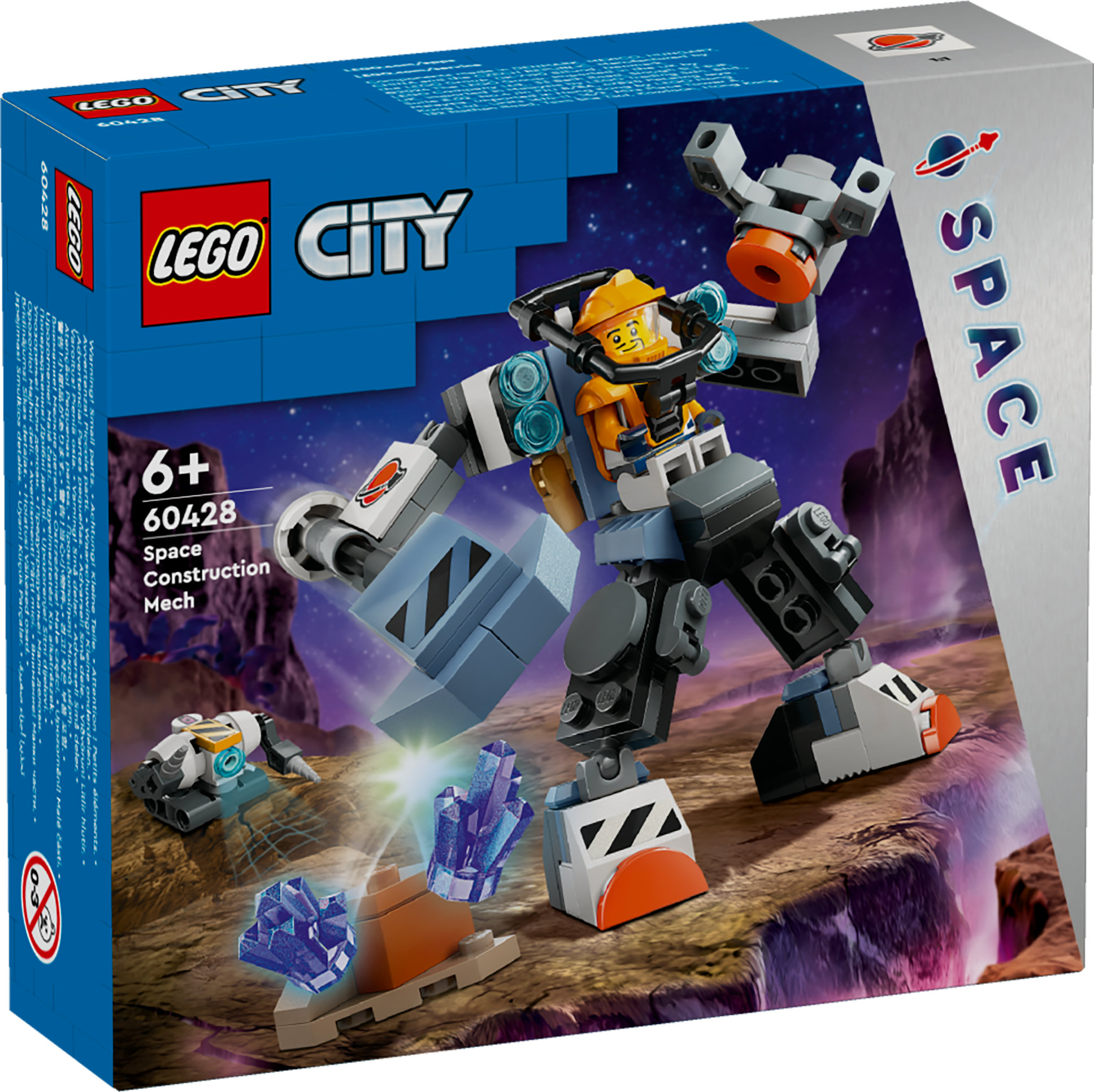 LEGO CITY 60428 Đồ chơi lắp ráp Rô bốt xây dựng trong không gian (140 chi tiết)