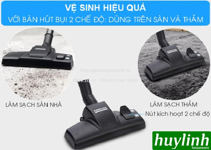 Máy hút bụi gia đình Karcher VC3 Plus *KAP - 1100W - Hàng chính hãng - Lọc Hepa 2