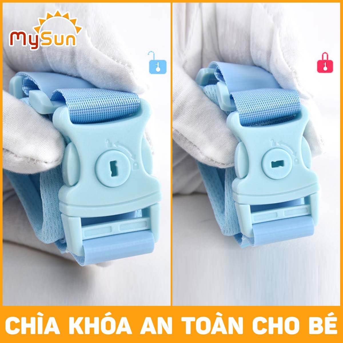 Dây đai vòng đeo tay dắt bé đi dạo, phản quảng có khóa an toàn chống lạc cho trẻ em MySun