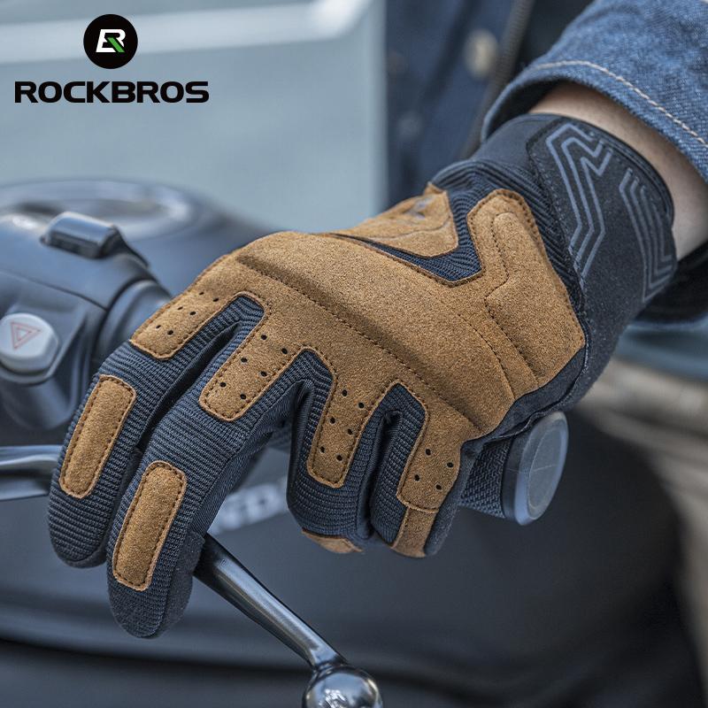 Rockbros Găng tay xe đạp nam Màn hình cảm ứng Găng tay xe máy Mùa xuân Găng tay Windproof Găng tay MTB Full Finger Cycling Găng tay Color: MT003ORANGE Size: XXL