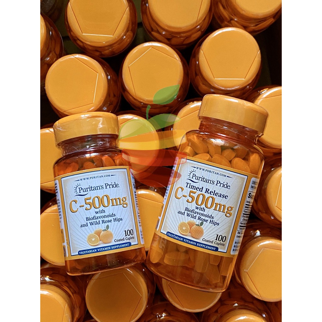 Vitamin C Mỹ Puritan's Pride  500 mg with Bioflavonoids & Wild Rose Hips tăng sức đề kháng, tăng sản xuất collagen, nhanh lành bệnh - Massel Official