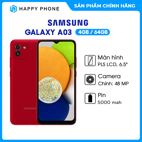 Điện thoại Samsung Galaxy A03 (4GB/64GB) - Hàng chính hãng - Đã kích hoạt bảo hành điện tử