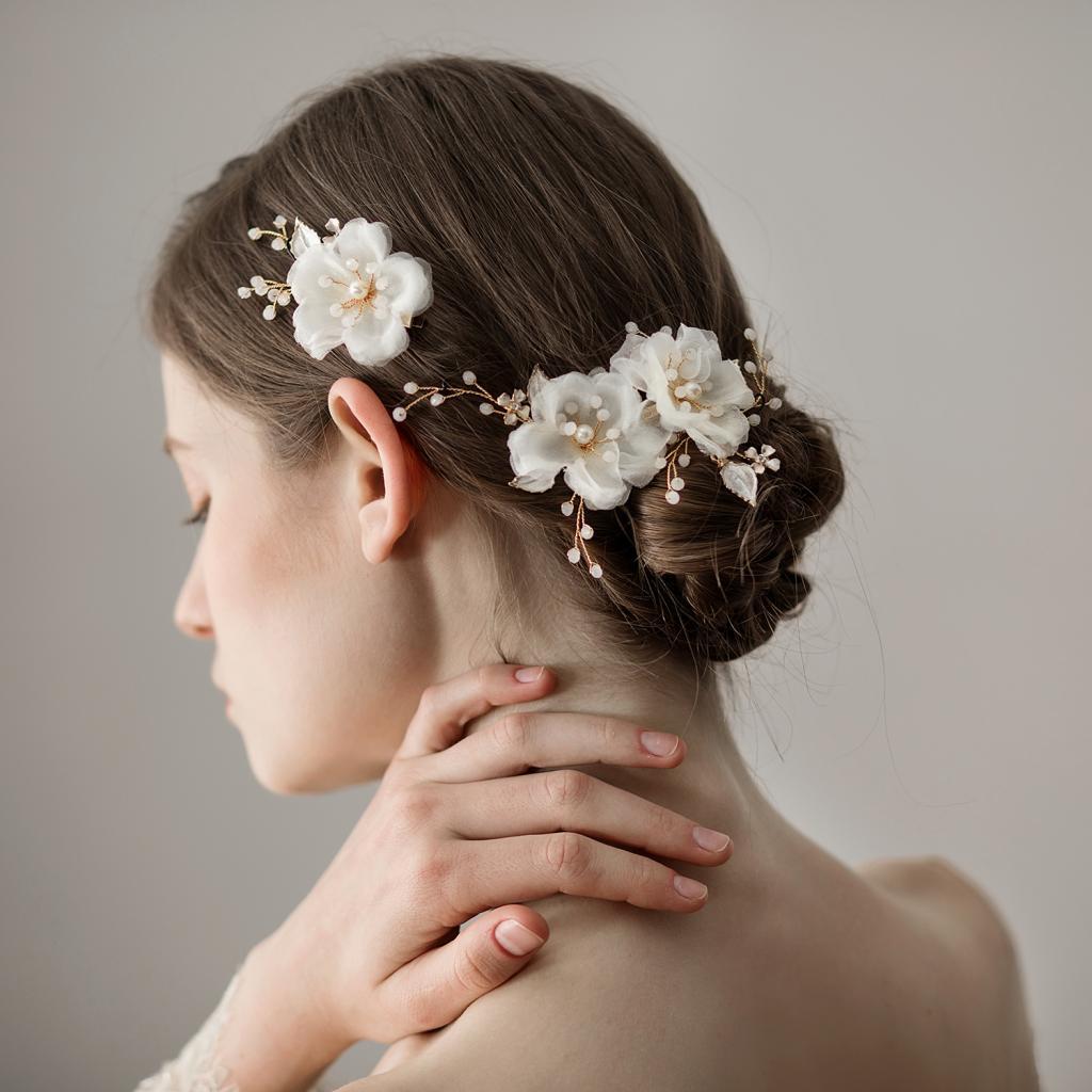 2x Flower Slide Hair Clip Hairpins Women Bridal Pearl Barrette Hair Jewelry