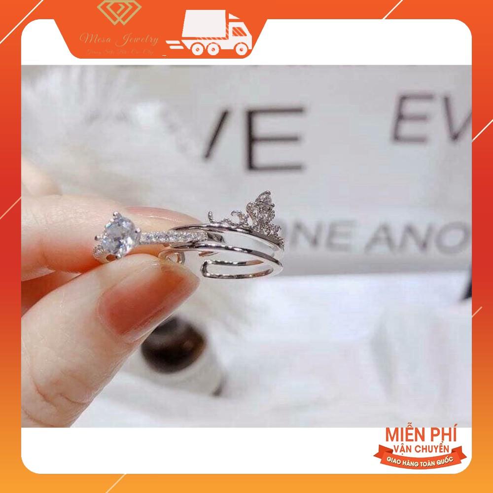 _Nhẫn vương miện 2 in 1 bạc ta cao cấp