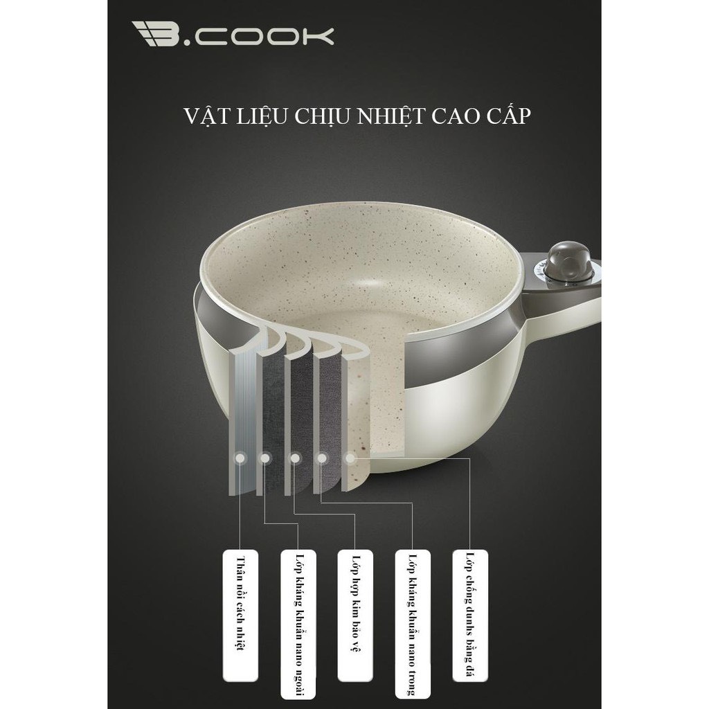 Nồi điện đa năng Bcook BC03 Có khay hấp - Hàng chính hãng